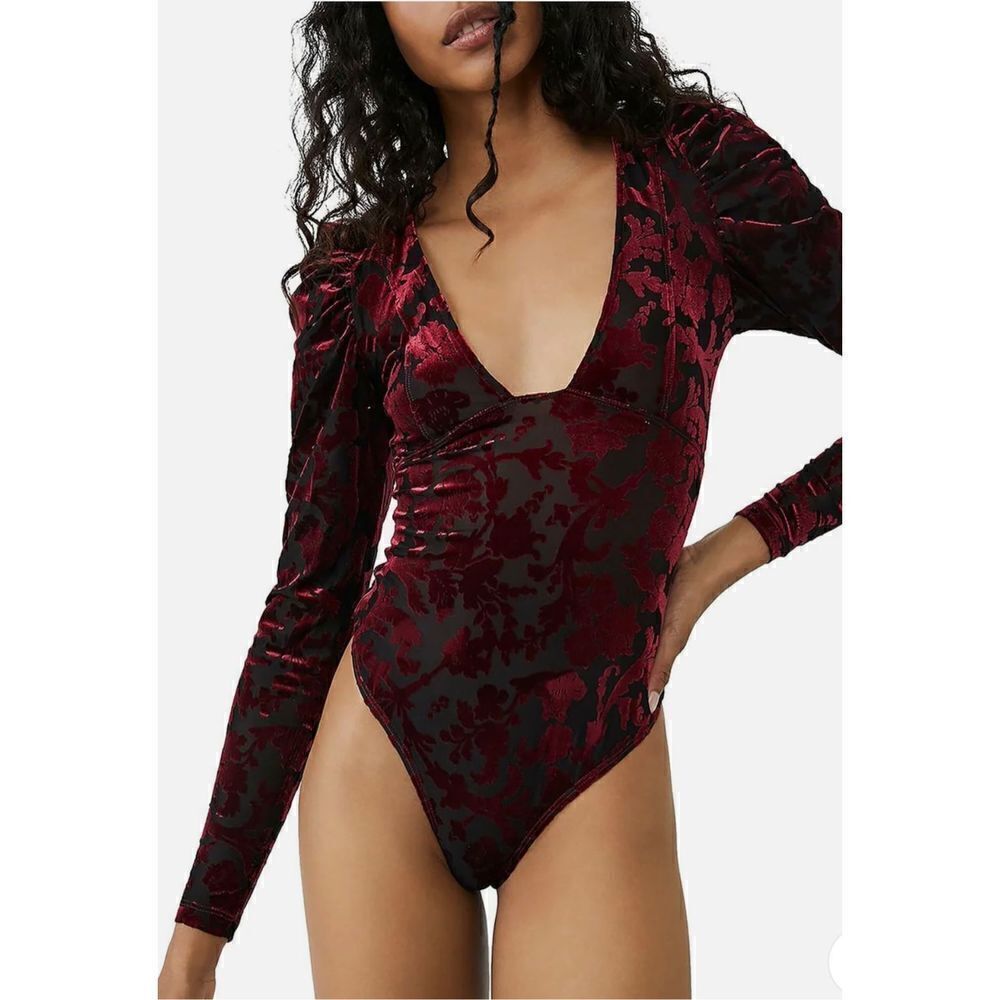 Free People Women's Intimately Midnight Combo Magic Hour Velvet Bodysuit S NWT